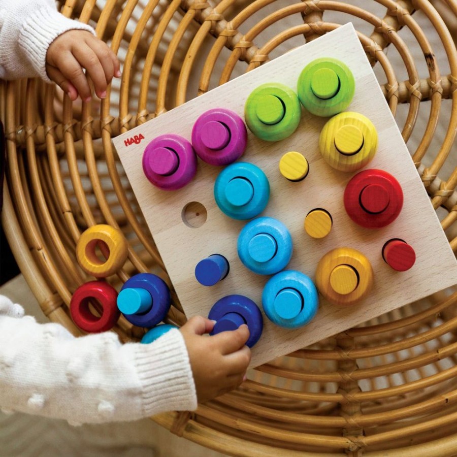 Spellen Regelen | HABA Rainbow Whirls Houten Sorteer- En Stapelspel