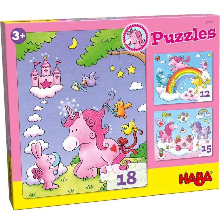 Puzzels | HABA Eenhoorn Glittergeluk Set Van 3 Puzzels