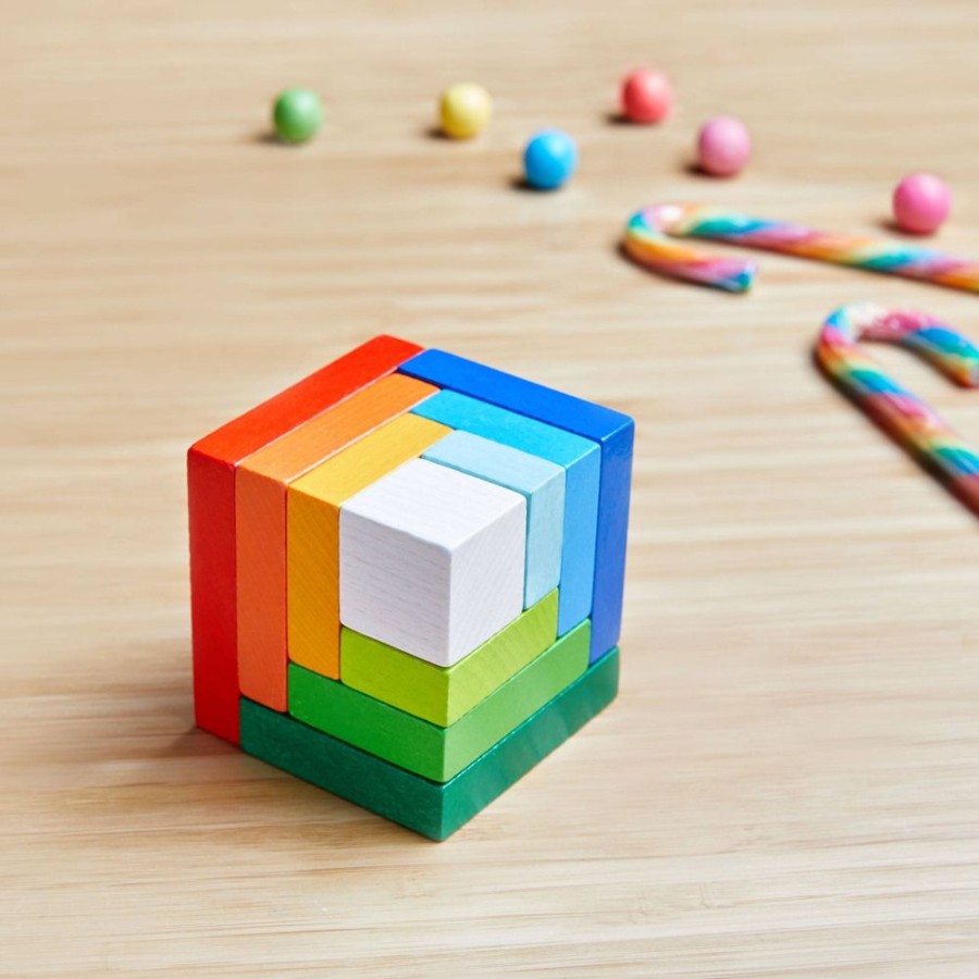 Houten Bouwstenen | HABA 3D Rainbow Cube-Arrangementspel