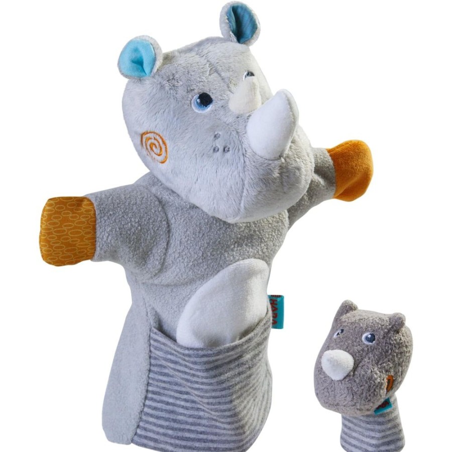 Marionetten | HABA Handpop Neushoorn Met Babykalf Vingerpop