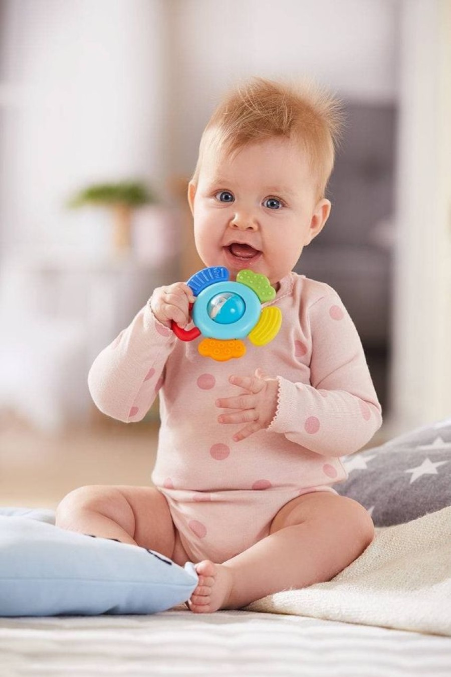 Grijp- En Bijtspeeltjes | HABA Blossom Plastic Babyrammelaar En Bijtspeeltje