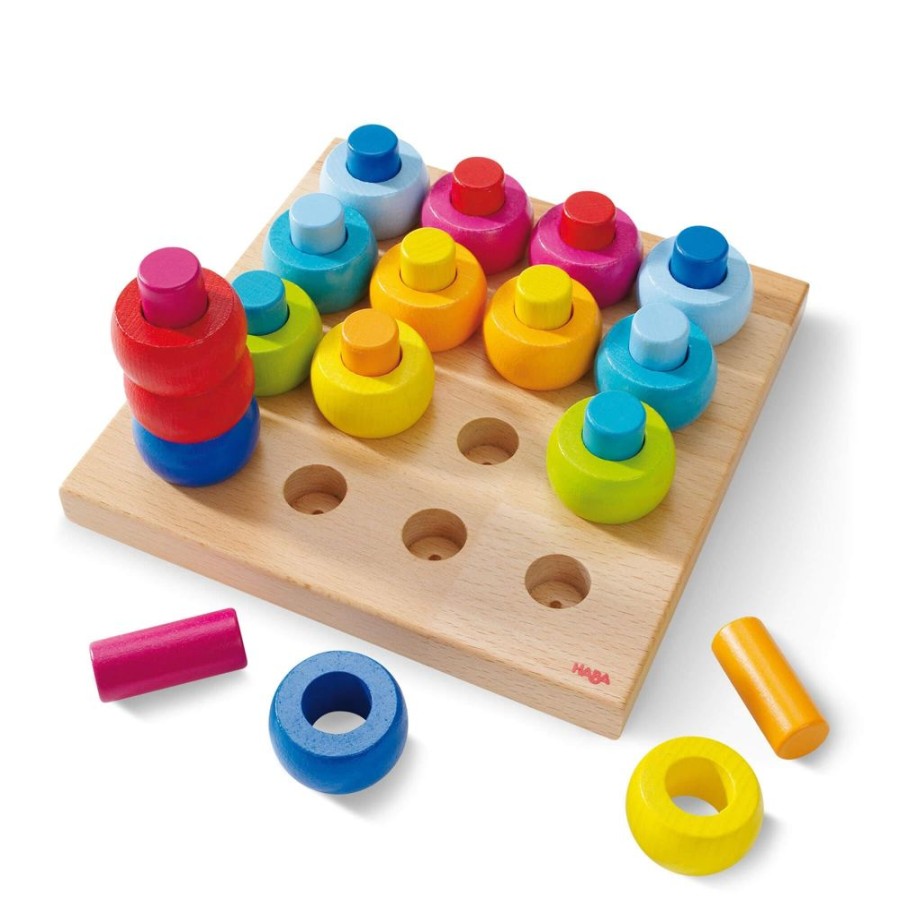 Vormsorteerders + Stapelspeelgoed | HABA Rainbow Whirls Houten Sorteer- En Stapelspel